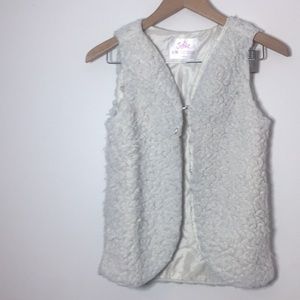 Justice White Faux Fur Vest Size 8-10